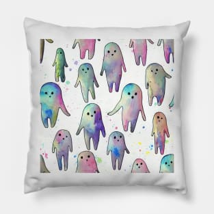 Watercolor kawaii ghosts pattern Pillow