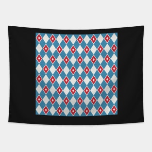 Red White and Blue Harlequin Pattern Tapestry