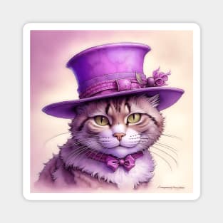 [AI Art] Cheeky cat with hat Magnet