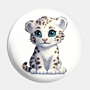 Snow Leopard Cute Cub Pin