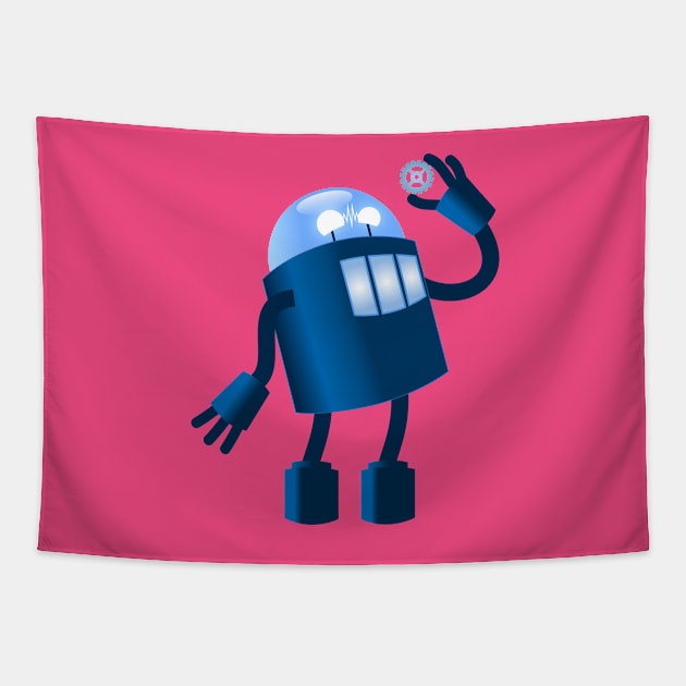 Robot holding gear Tapestry by Pushloop