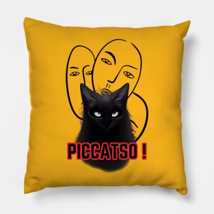 Piccatso! Picasso famous painter Artist black cat art work master piece Pillow