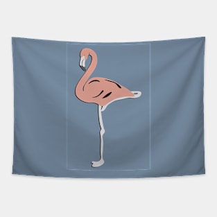 Pink Flamingo on Blue Tapestry