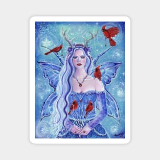 Lady of winter fairy by Renee Lavoie Magnet