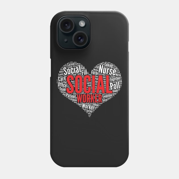 Social worker Heart Shape Word Cloud Design print Phone Case by theodoros20
