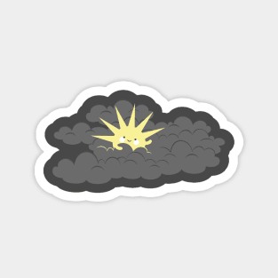 Happy sun in a sea of gray clouds Magnet