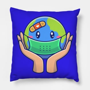 Save World From Virus Cartoon Pillow