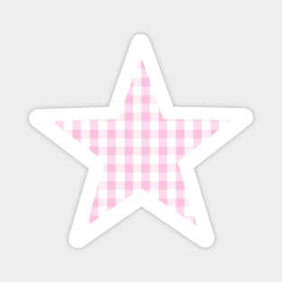 Soft Pink Gingham Star Magnet