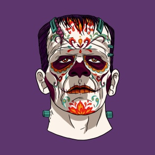 Catrina Frankenstein Sugar Skull Horror Movie T-Shirt