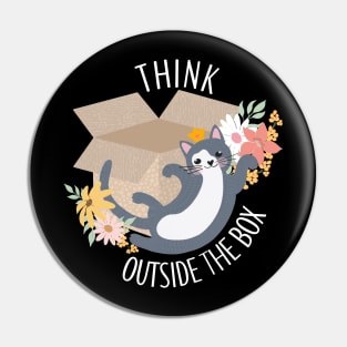 Think outside the box cute funny cat lover Pin