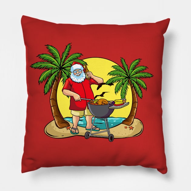 Grilling Santa Christmas In July Grill Master Pillow by E