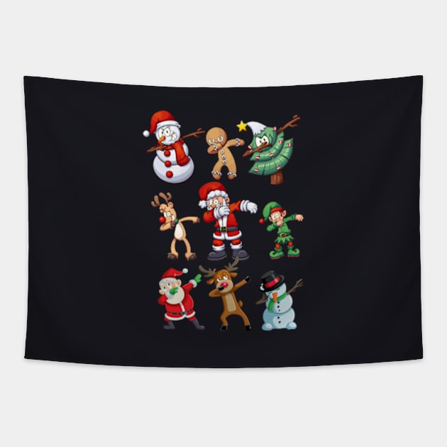 Christmas Shirt For Kids Boys Dabbing Santa Elves Xmas Tapestry by Daysy1