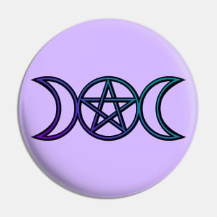 Triple Moon Goddess Purple Teal Pin