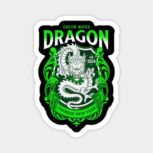 Green Wood Dragon Magnet