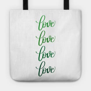 Love in Modern Calligraphy in Green Tote