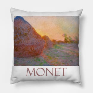 Haystacks (1890) Famous Painting by Claude Monet Pillow