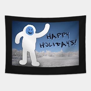 Adorable Snowmonster Greetings v2 Tapestry