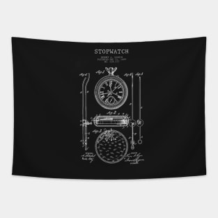 Stopwatch technical drawing patent design Tapestry