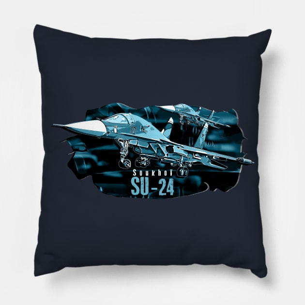 Soukhoî SU-24 Supersonic fighter jet Pillow by aeroloversclothing