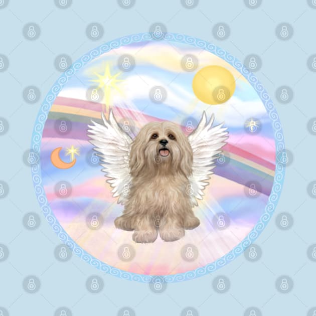 Lhasa Apso Angel in Heaven's Clouds Rainbow Bridge Art by Dogs Galore and More