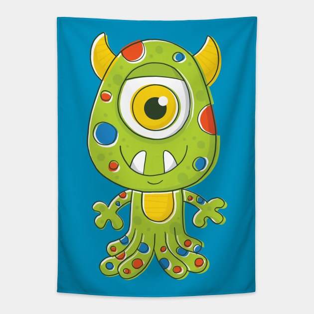 One-eyed Alien Monster Tapestry by vaughanduck