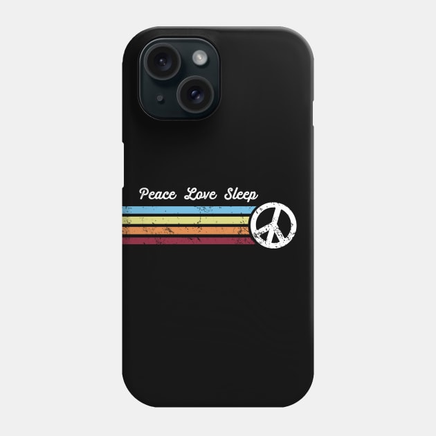 Retro Stripes Peace Love Sleep Phone Case by Jitterfly