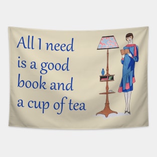 Lispe All I need is a good book and a cup of tea Tapestry