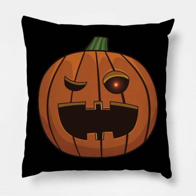 Orange Pumpkin Halloween Pillow by Birpy20