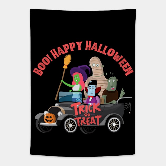 Boo Happy Halloween Tapestry by Prime Quality Designs