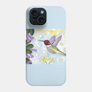 HUMMINGBIRD With Flowers Bird Painting Phone Case