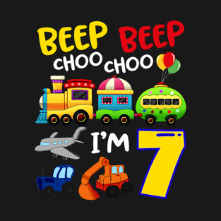 Beep Beep Chooo Chooo I am 7 Birthday Kids T-Shirt