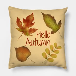 Hello Autumn golden leaves Pillow