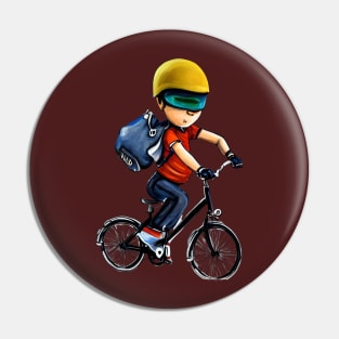 Boy Having Fun Riding His Bike Pin