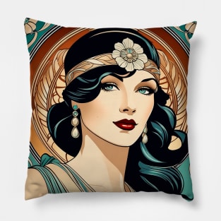 Beautiful girl in art nouveau representation Pillow