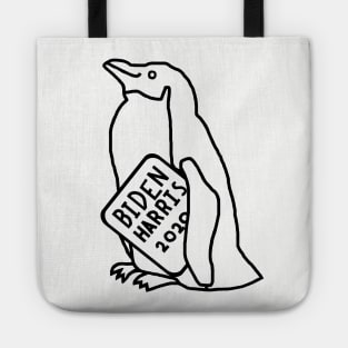 Penguin with Biden Harris Sign Outline Tote