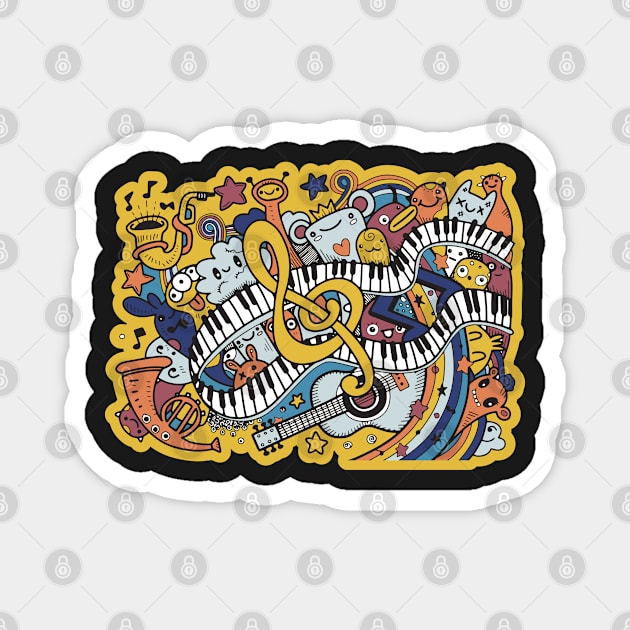 Monsters Music Cute Monsters Playing Music for Musicians Magnet by markz66