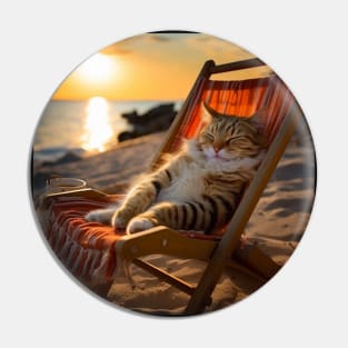 Seashore Slumber - Cat's Sunset Repose Pin