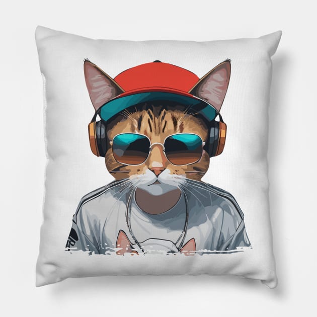 Hip Hop Cat Pillow by ReaBelle