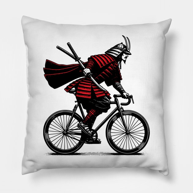 Cycling Japanese Warrior Pillow by susanne.haewss@googlemail.com