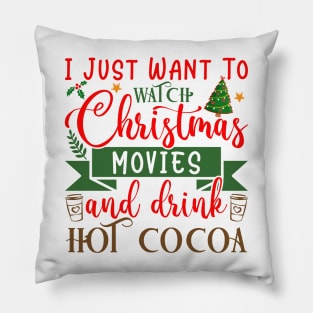 Hot Cocoa and Christmas Movies Pillow