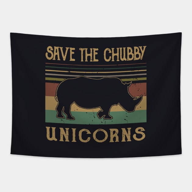 Save The Chubby Unicorn Animals Vintage Love Unicorn Tapestry by huepham613