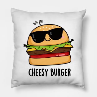 Cheesy Burger Funny Food Puns Pillow