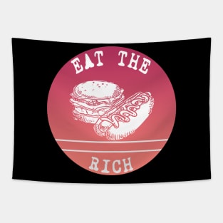 Eat The Rich Retro Cook Out Art Words Inside Red Summer Tapestry