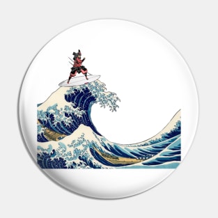 Samurai fight and ride the great wave Pin