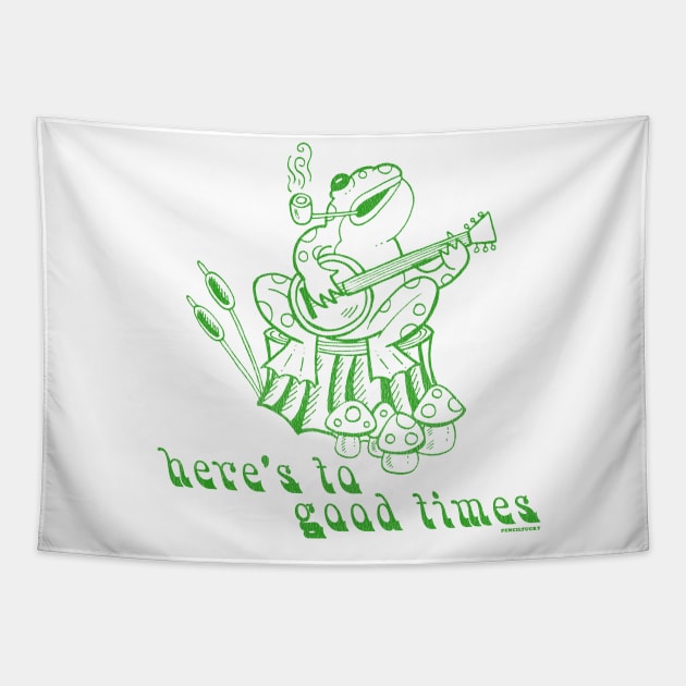 Good Timin' Frog Tapestry by Penciltucky