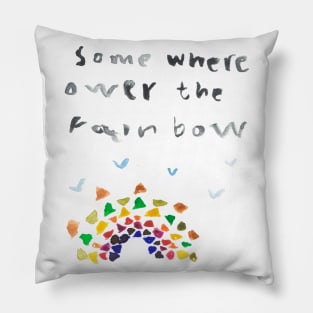 Over the rainbow watercolor good vibe art Pillow