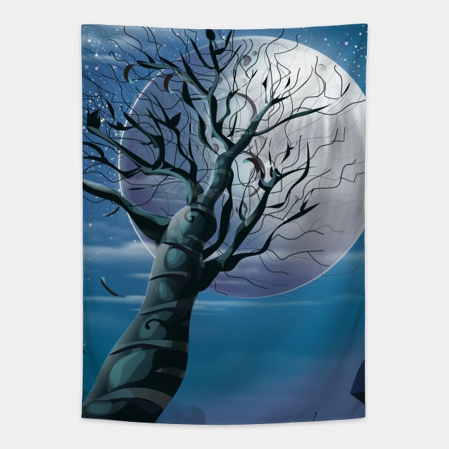 Tree under the Moonlight Tapestry by nickemporium1