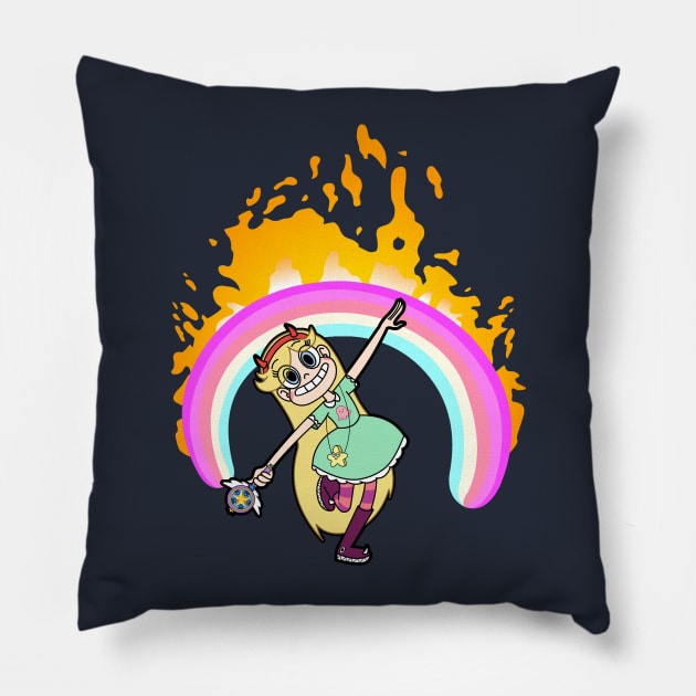 Rainbow on Fire Pillow by RobotGhost