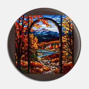 Stained Glass Window Of Autumn Scene Pin