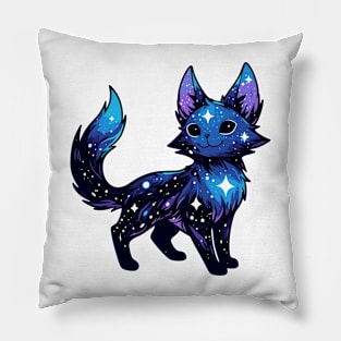 Kawaii Cosmic Cat in Stars Pillow